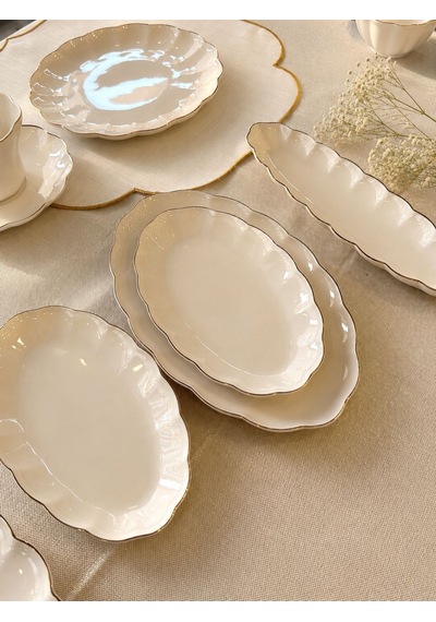 29 Parça Flower Gold Kahvaltı Takımı-5969 Beyaz