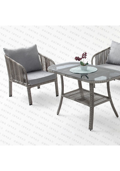 Capri Swing Artemis İkili Rattan Balkon Bahçe Takımı Gri