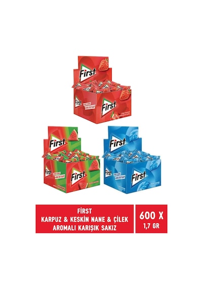 First Keskin Nane & Çilek & Karpuz Aromalı Tekli Sakız 600 x 1.7 G
