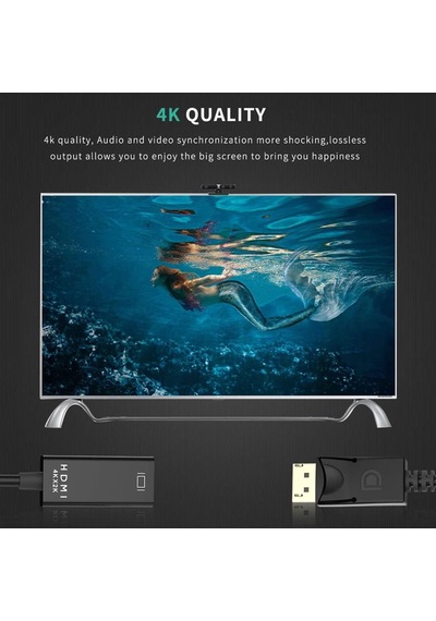 Displayport'tan Hdmı'ya Adaptör 4k/2k Tek Yönlü Dp'den Hdmı Monitöre, Kablo Displayport'tan Hdmı'ya Erkekten Dişiye Dp'den Hdmi'ye Alüminyum Gövde, Naylon Örgü Dizüstü Bilgisayar Pc Monitör Tv