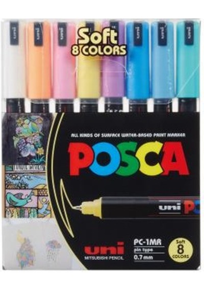 Uni Posca 0.7 Su Bazlı Poster Markörü Soft Renk 8'li