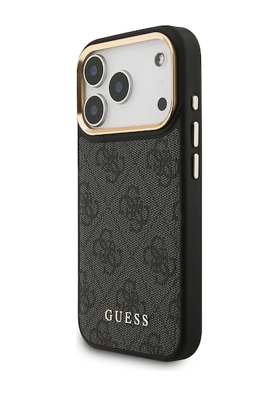 Apple Uyumlu iPhone 17 Pro Kılıf Guess Lisanslı M-safeli 4g Metal Büyük Logolu Kartlıklı Kapak Siyah Siyah