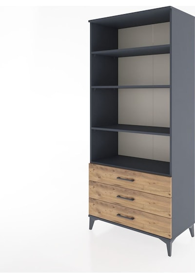 Hyperion Dolap 4 Raflı 3 Çekmeceli 88x44x195 Antrasit-çam Antrasit