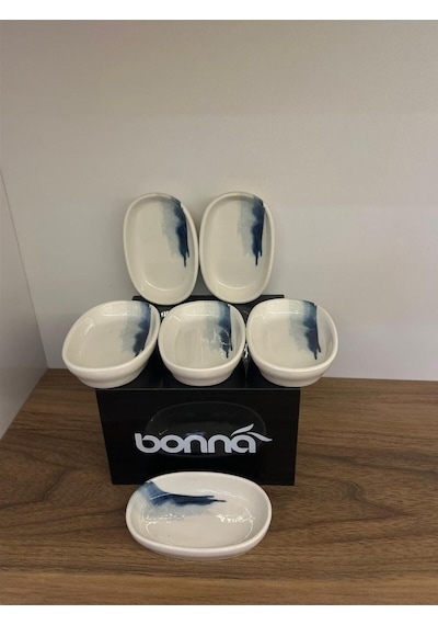 6'lı Blue Wave Hygge 10cm Hygge Oval Servis Sos/meze/kahvaltı/reçel/aperatif Çok Renkli