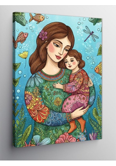 Kanvas Tablo Anne Ve Kız Figürü 50cmx70cm