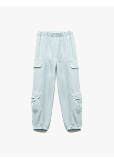 Koton Beli Bağcıklı Kargo Cep Detaylı Jogger Pantolon Mavi 5skg40071ad Mavi