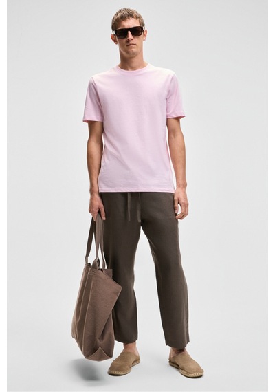Grımelange Mocassın Erkek %100 Pamuk Relaxed Fit Yuvarlak Yaka Kısa Kollu Pembe T-shirt