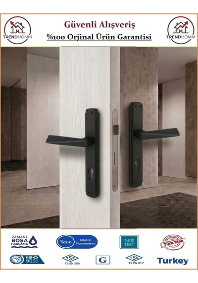 Trendhomm Prizma Aynalı - Mat Siyah - Yale Dış Çelik Kapı Kolu