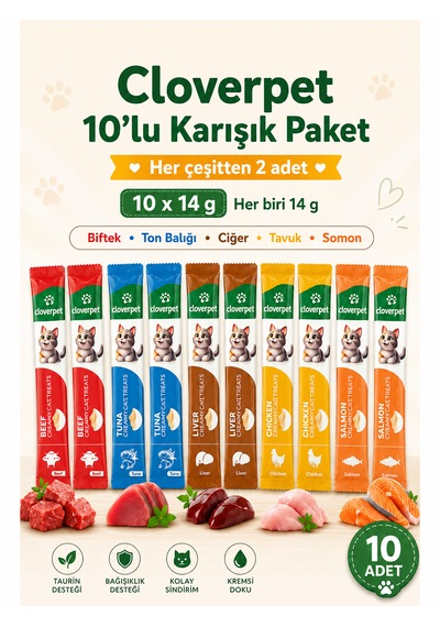 Cloverpet 10 Lu Karışık Kedi Krema Ödül Maması