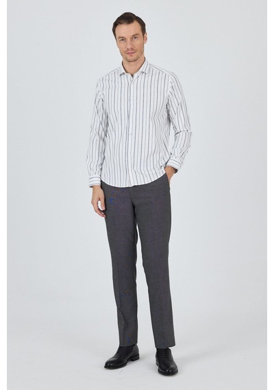 İmza Beyaz-mavi Uzun Kol Çizgili Desen Bez Ayağı İtalyan Yaka Cepsiz Esnek Classic Slim Fit Gömlek 1004250203 Optik Beyaz İmza Beyaz-mavi Uzun Kol Çizgili Desen Bez Ayağı İtalyan Yaka Cepsiz Esnek Classic Slim Fit Gömlek 1004250203 Optik Beyaz