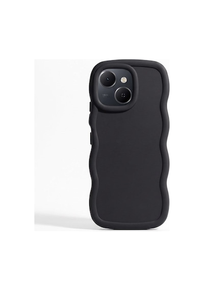 Tecno Spark 40c / Pop 10 Pro Uyumlu Dalgalı Tasarım Kamera Korumalı Mat Silikon Telefon Kılıfı-54218 Siyah