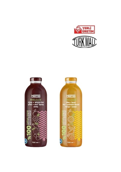 Organik %100 Sarı + Kırmızı Meyve Suyu 700 Mlx2 Adet