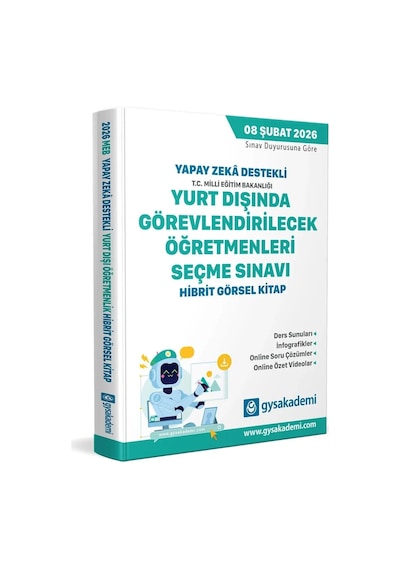 2026 Yapay Zeka Destekli Yurt Dışında Görevlendirilecek Öğretmenleri Seçme Sınavı Görsel Hibrit Kitap Gys Akademi Yayınları