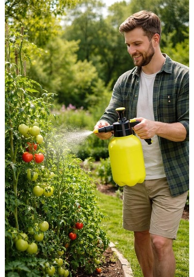 Basınçlı Bahçe Spreyi 2 Litre, El Pompalı İlaçlama Ve Sulama Püskürtücüsü, Ayarlanabilir Nozul, Çok Amaçl Genel