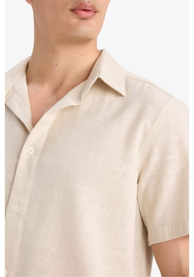 Defacto %100 Pamuk Regular Fit Polo Yaka Yazlık Kısa Kollu Gömlek D8613ax25smbg655 Bej