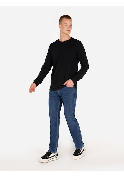 Colin's Colins Regular Fit Bisiklet Yaka Basic Siyah Erkek Uzun Kol Tişört Cl1065872 Siyah