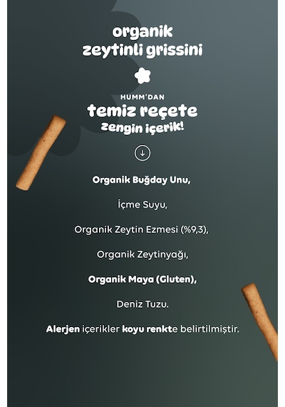 Hummorganic Organik Vegan Zeytinli Grissini Atıştırmalık Paketi - 3 adet