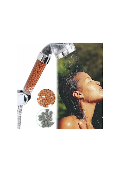 Su Arıtmalı Duş Başlığı Tasarruflu Boncuklu Banyo Duş Başlığı Beyaz - Krom