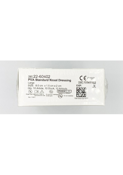 Pva Burun Tamponu(Büyük)(Steril)(8.0X1.5X2.0 Cm)(10 Adet-1Kutu)