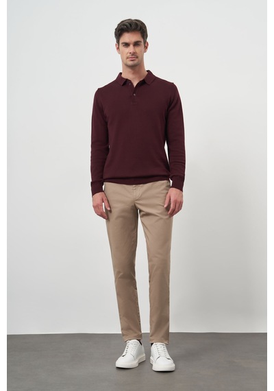 Morven Erkek Bordo Basic Polo Yaka Dynamic Fit Rahat Kesim Triko 27kc017002750 Bordo