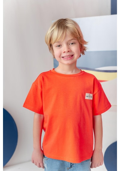 Zeyland Erkek Çoçuk Sörf Baskılı T-shirt - Coral Turuncu