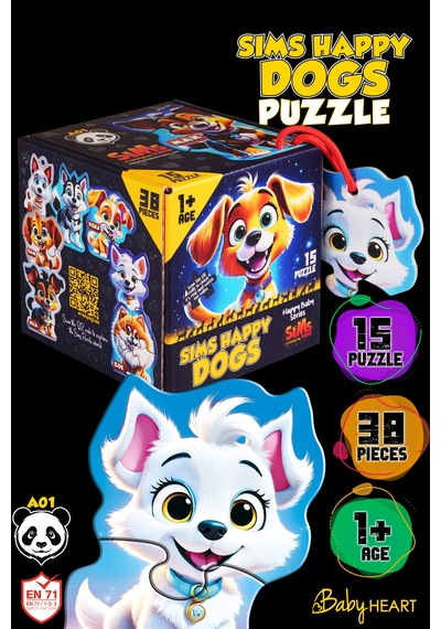 Sims Puzzle Bebekler İçin İlk Puzzle Yapboz Baby Sevimli Köpekler - 1 Yaş Üstü Montessori Eğitici Oyuncak Köpekler