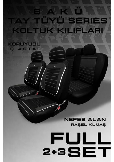 Mitsubishi Space Star Hatcback Diğer 2013-2018 Uy Tegin Pulse Serisi Raşel Siyah Beyaz Koltuk Kılıfı