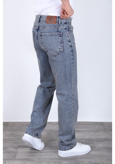 Blayn Jeans Erkek Antrasit Baggy Kot Pantolon - Geniş Kalıp Günlük Rahat Denim Jean Açık Gri
