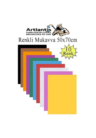 Artlantis Renkli Mukavva 10 Renk 50x70 Cm 1 Paket Sert Renkli Karton 1.0 Mm Okul Okul Öncesi Anasınıfı Hobi Etkinlik