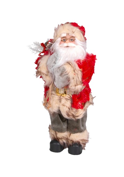 Yılbaşı Noel Baba Gold Hediye Çuvallı Yeşil Pantalonlu Fenerli Kırmızı-yeşil 30 Cm.