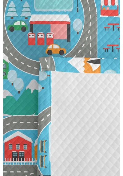 Evimde Bambaşka Şehir Yolu Mavi Erkek Çocuk Odası Tek Kişilik Pike Takımı - Renkli Yollar 160x220 CM Yatak Örtüsü Evimde Bambaşka Şehir Yolu Mavi Erkek Çocuk Odası Tek Kişilik Pike Takımı - Renkli Yollar 160x220 CM Yatak Örtüsü