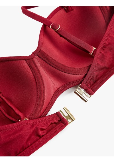 Koton Kalp Yaka Drape Detaylı Straplez Bikini Üstü Bordo 6sak10066mm