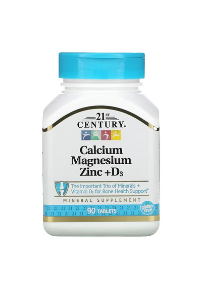 21st Century Calcium Kalsiyum Magnesium Magnezyum Zinc + D3 Vitamin 90 Tablet Aromasız