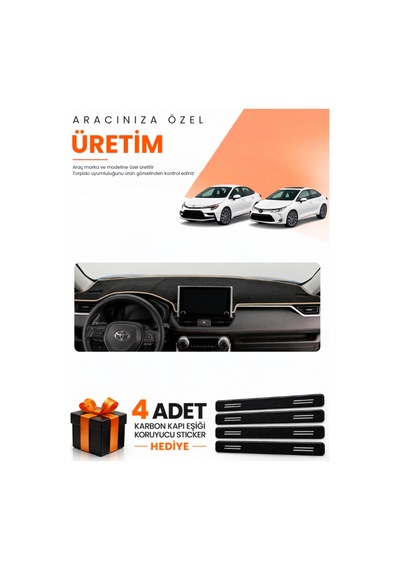 Toyota Corolla E210 Hayaletli 2018-2026 Uyumlu Torpido Koruma Örtüsü Oto Kılıfı - Siyah Bej