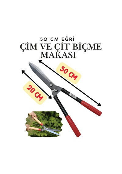 50 Cm Eğri Çim Budama Makası Plastik Saplı Metal Bıçaklı Bahçe Budama Çalı Ve Çimen Biçme Makası