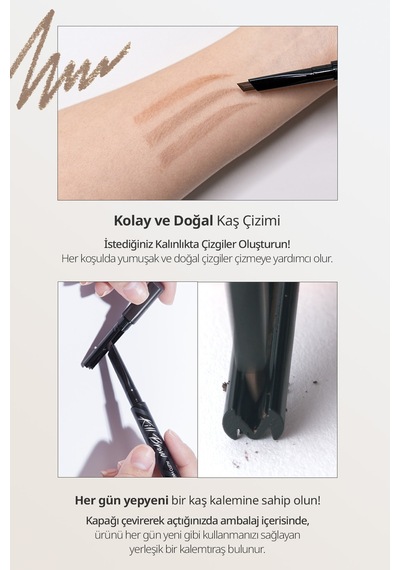 İnce Altıgen Uçlu Kaş Kalemi Clio Kill Brow Auto Hard Brow Pencil 03 Peanut Brown