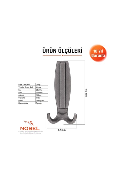 Best Lüks Portmanto Askı, Metal, Vestiyer Askı, 230 Gr, Dolap Askılık, Duvar Askılığı, Titanyum Vidalı 5 Adet