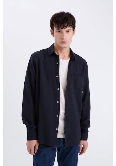 DeFacto %100 Pamuk Regular Fit Basic Düz Uzun Kollu Gömlek D7079AX25SPNV82