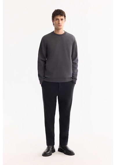 Avva Erkek Antrasit Bisiklet Yaka Pamuklu Bi-stretch Regular Fit Sweatshirt A52y1271