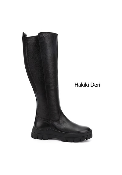 Gönderi(R) Gönderir Kadın Siyah Floter Fermuarlı Kauçuk Taban Hakiki Deri Çizme Gkzc13447521 Siyah