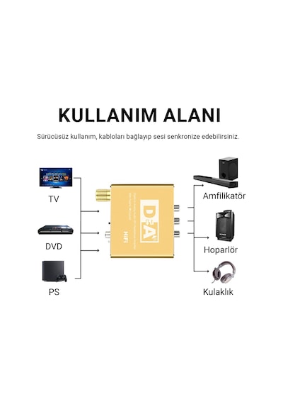 Veggieg Koaksiyel Toslink Optik Dijital To 3.5mm Rca Analog Ses Çevirici Adaptör