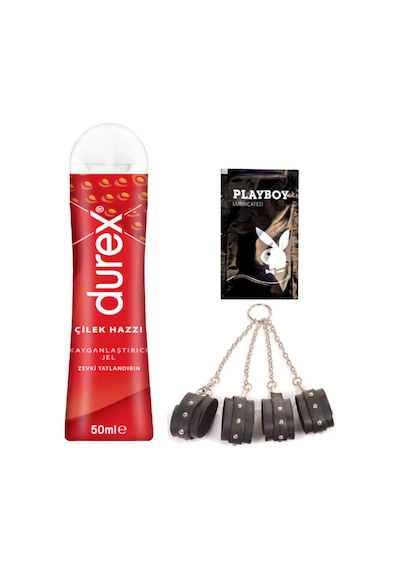 Durex Çilek Hazzı 50 Ml Jel + Siyah Deri El Ve Ayak Kelepçesi + Hediye