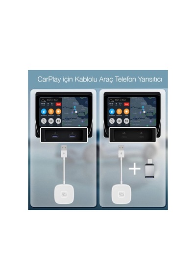 Apple Uyumlu iPhone Usb+lightning Carplay Mirror Adaptör Çevirici -youtube Netflix Tiktok Video - Karbul4409-6 Beyaz