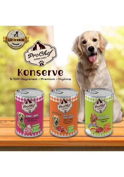 16 Adet Yetişkin Dana Etli Kıyılmış Köpek Maması 415 Gr Pro Chef Konserve Yaş Mama