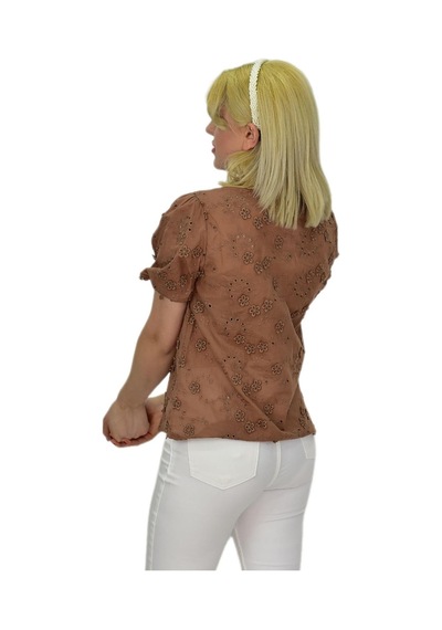Kadın Brodeli Kısa Kol Bluz Bgl-st0371 001