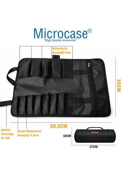 Microcase Motosiklet Bisiklet Elektrikli Araçlar Ve Genel Kullanım İçin Katlanabilir Portatif Alet Çantası Al5514 Siyah