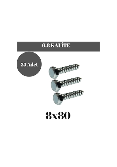 Trifon Vida 8x80 Mm Altı Köşe Anahtar Başlı Vida 25'li Paket 8 x 80 MM