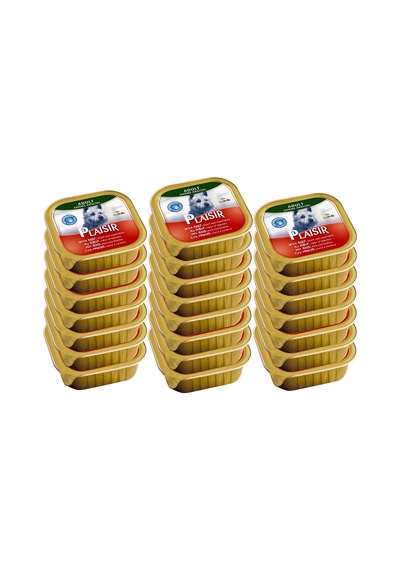 Plaisir Sığır Etli Pate Konserve Yetişkin Köpek Maması 22 x 150 G