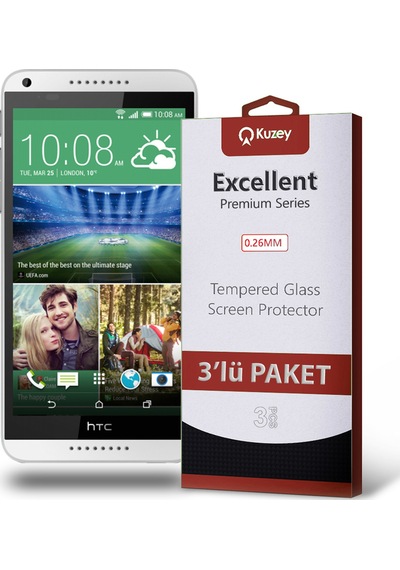 HTC Desire 816 ile Uyumlu Kırılmaz Temperli Ekran Koruyucu Cam Ekonomik 3'lü Paket