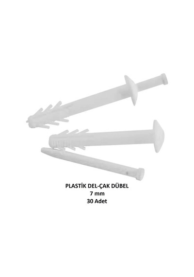 Plastik Çivili Korniş Dübeli, 7 Mm Del Çak Dübeli 30 Adet 7 MM
